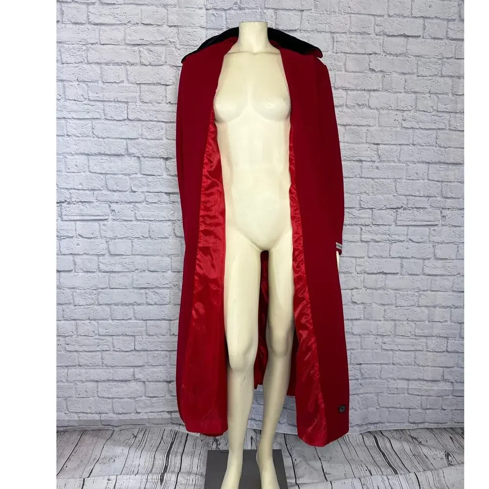 Vintage 90’s Red & black velvet long coat by MDP Mario De Pinto Large
